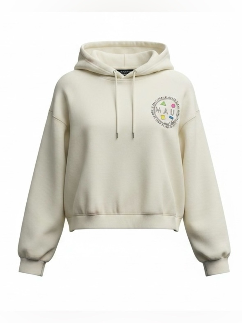 Maui and Sons Cream Pullover Hoodie with Chest Graphic New with Tags